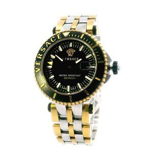 Versace V-Racer Diver Black, Silver, & Gold Steel Men's Wristwatch